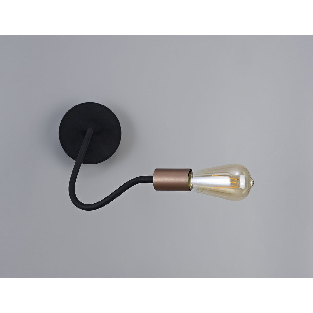 NL76479 Gino Flexible Wall Lamp 1 Light Satin Black/Brushed Copper