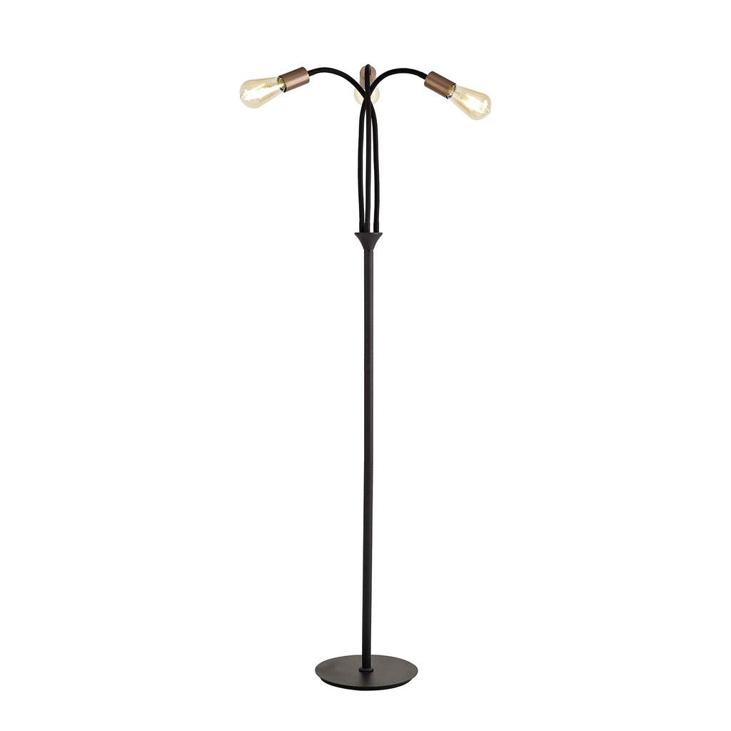 NL76499 Gino Flexible Floor Lamp 3 Light Satin Black/Brushed Copper
