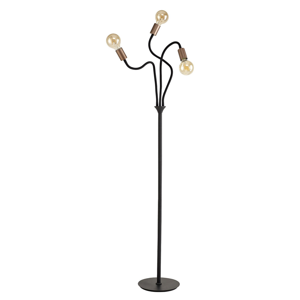 NL76499 Gino Flexible Floor Lamp 3 Light Satin Black/Brushed Copper