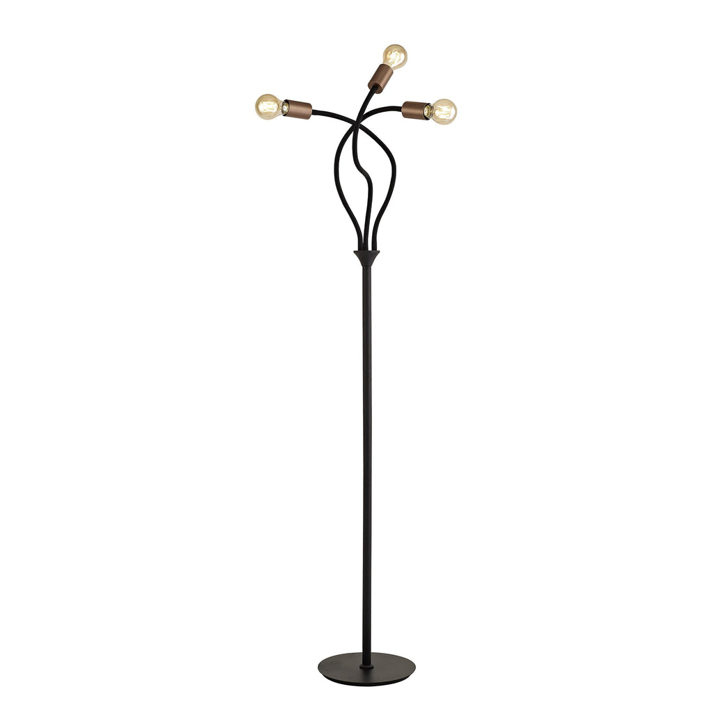 NL76499 Gino Flexible Floor Lamp 3 Light Satin Black/Brushed Copper
