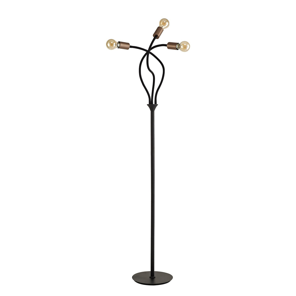 NL76499 Gino Flexible Floor Lamp 3 Light Satin Black/Brushed Copper