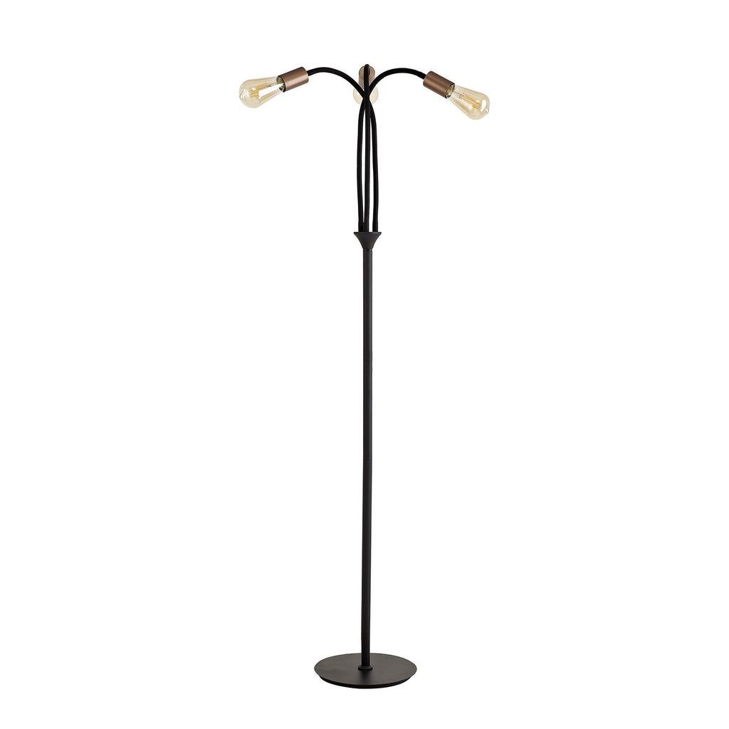 NL76499 Gino Flexible Floor Lamp 3 Light Satin Black/Brushed Copper
