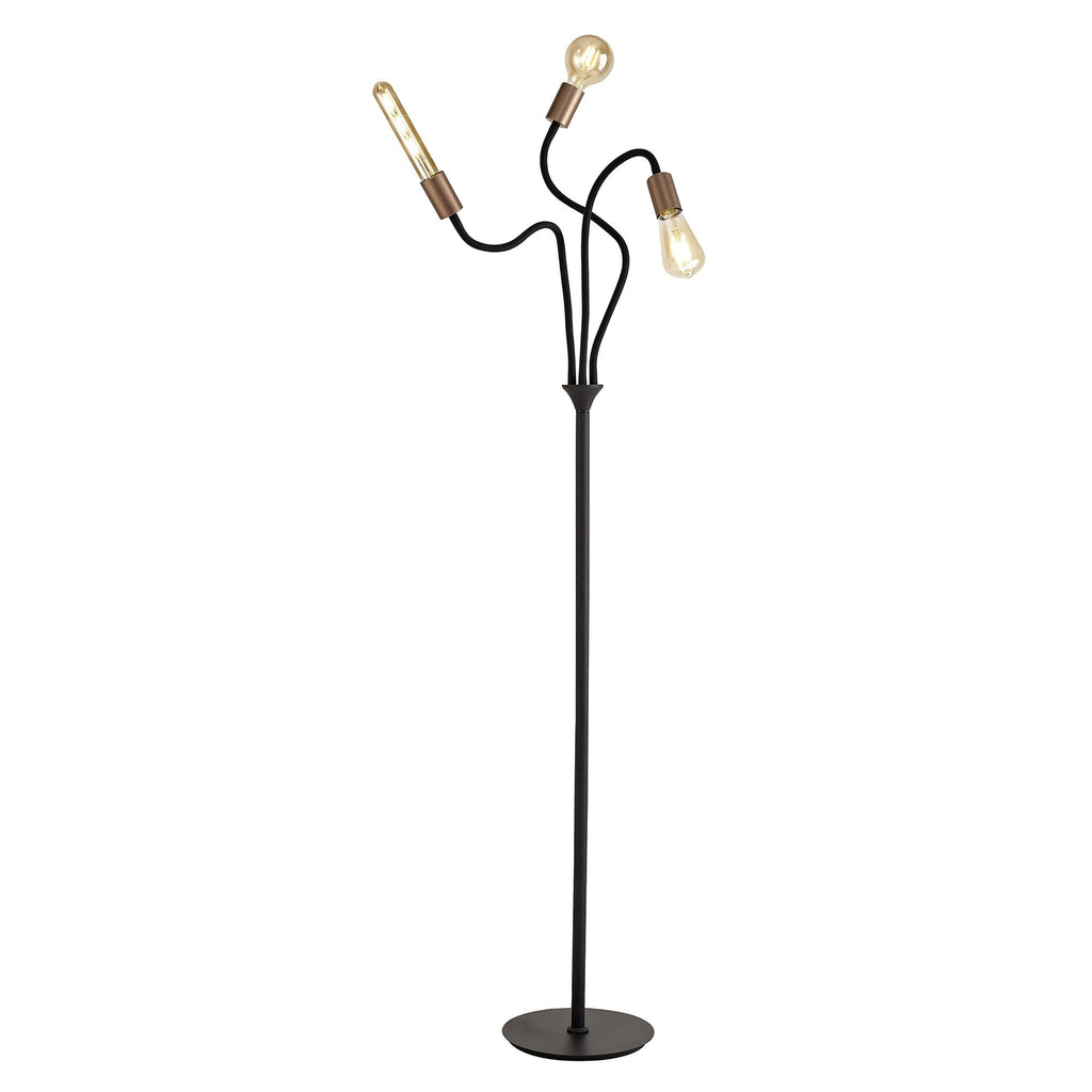 NL76499 Gino Flexible Floor Lamp 3 Light Satin Black/Brushed Copper