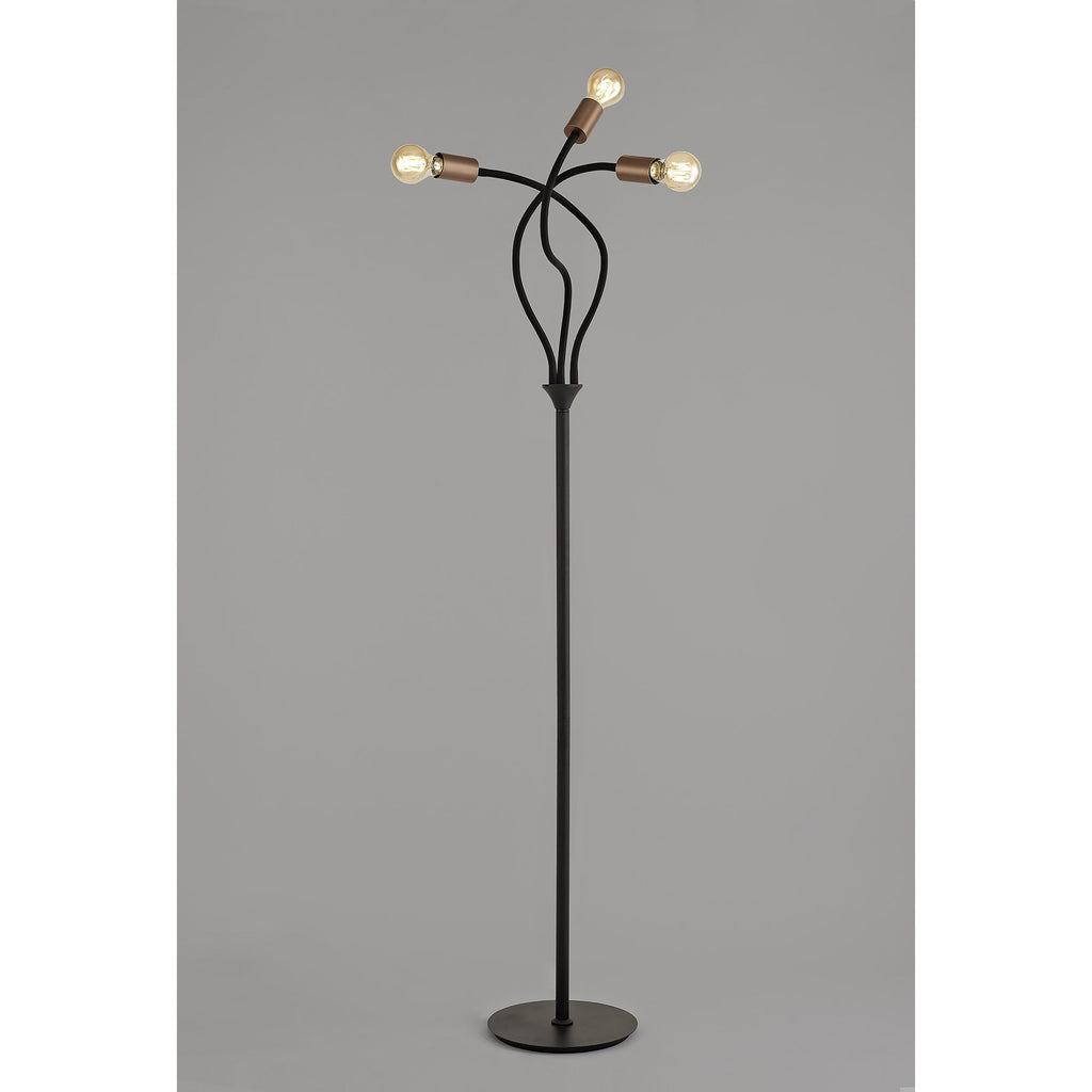 NL76499 Gino Flexible Floor Lamp 3 Light Satin Black/Brushed Copper