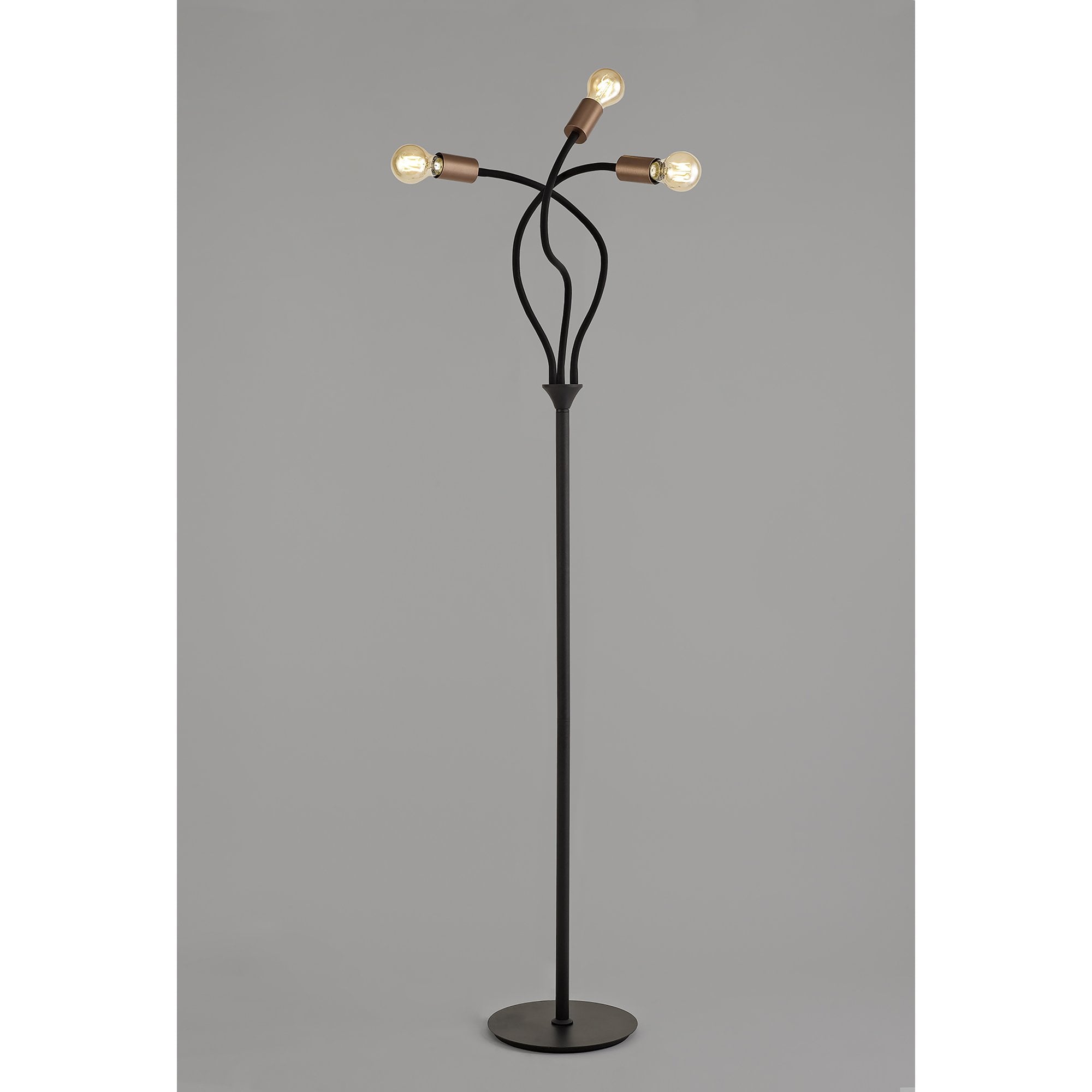 Gino Flexible Floor  Lamp 3 Light Satin Black/Brushed Copper