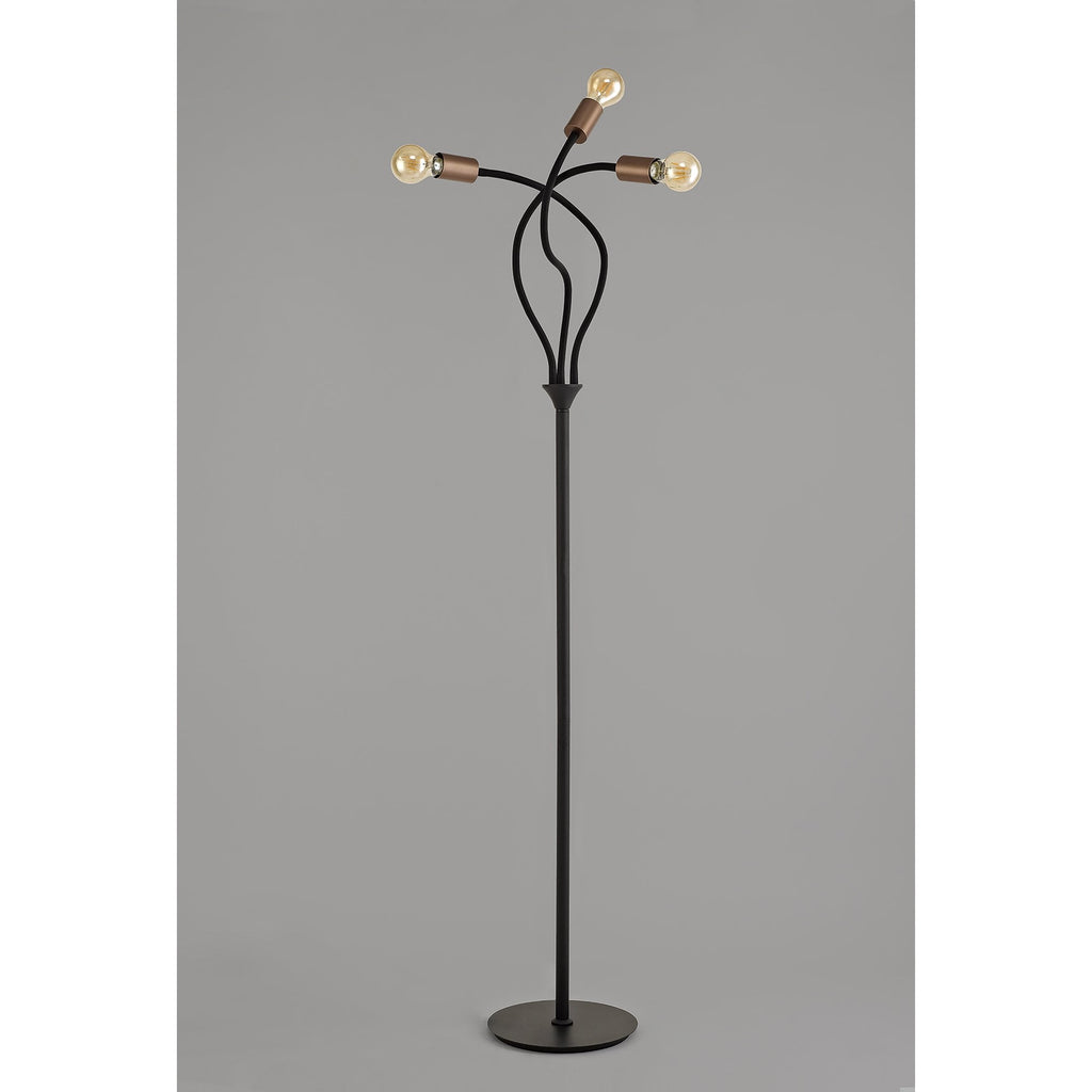 NL76499 Gino Flexible Floor Lamp 3 Light Satin Black/Brushed Copper