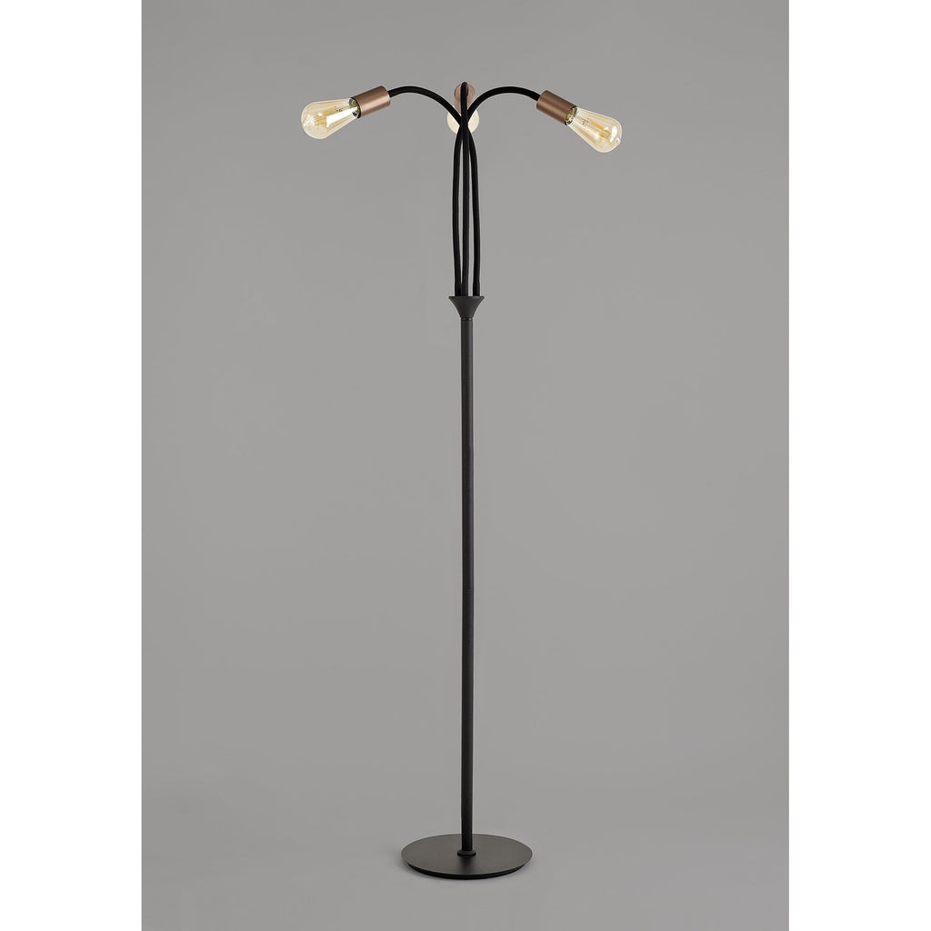 NL76499 Gino Flexible Floor Lamp 3 Light Satin Black/Brushed Copper