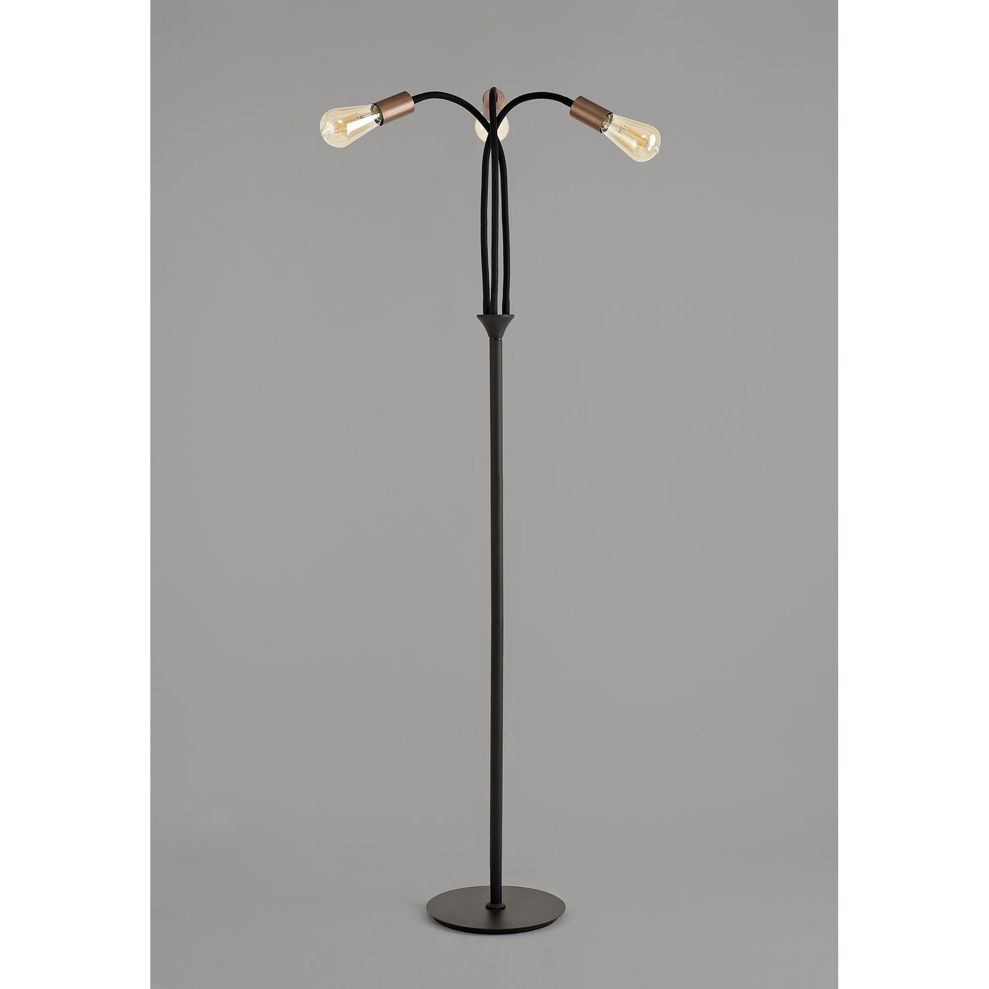 Gino Flexible Floor  Lamp 3 Light Satin Black/Brushed Copper