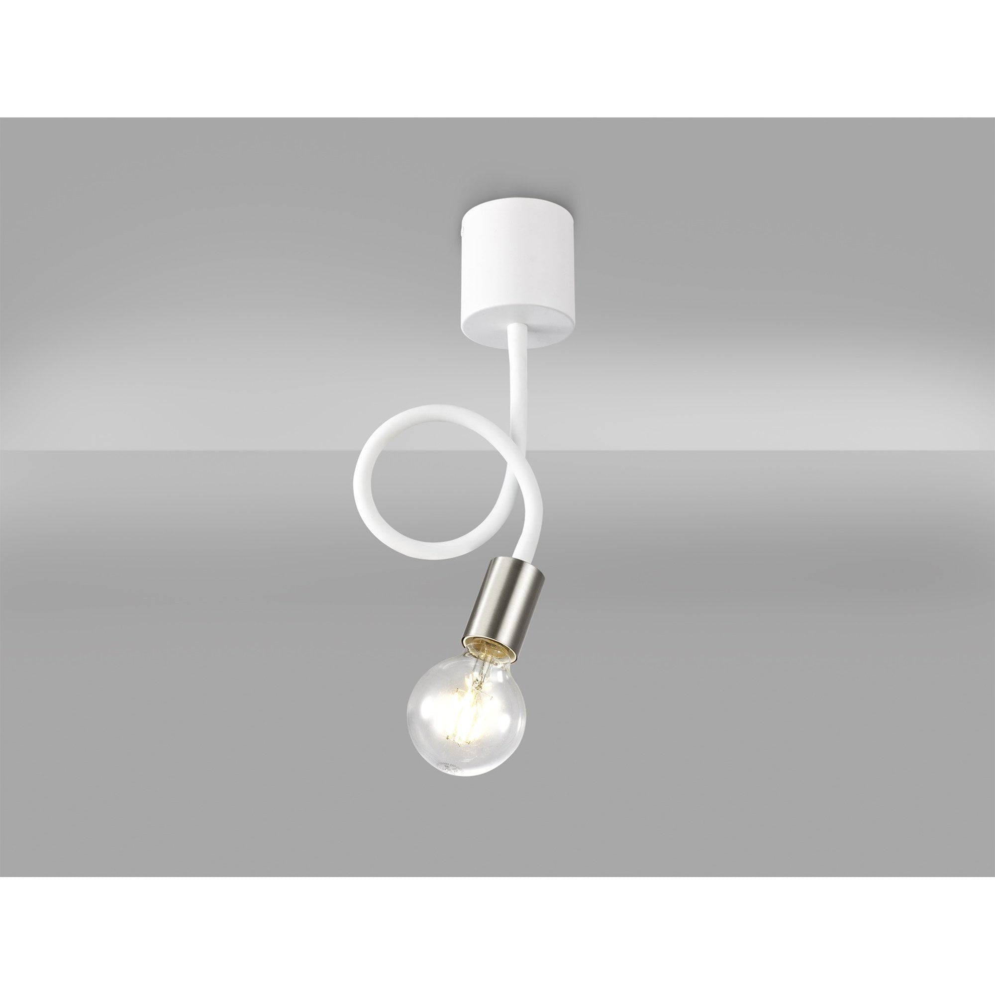 NL76509 Gino Flexible Ceiling 1 Light Satin White/Satin Nickel