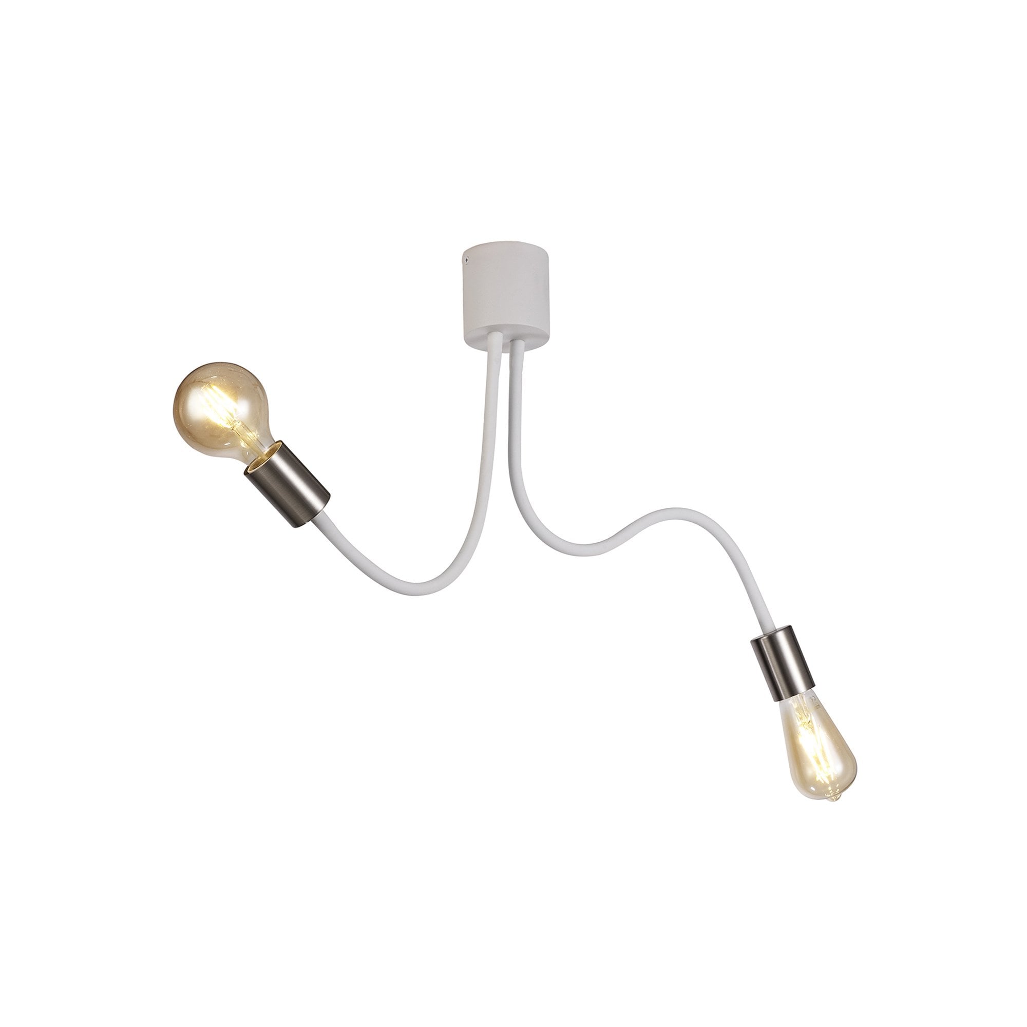 NL76519 Gino Flexible Ceiling 2 Light Satin White/Satin Nickel
