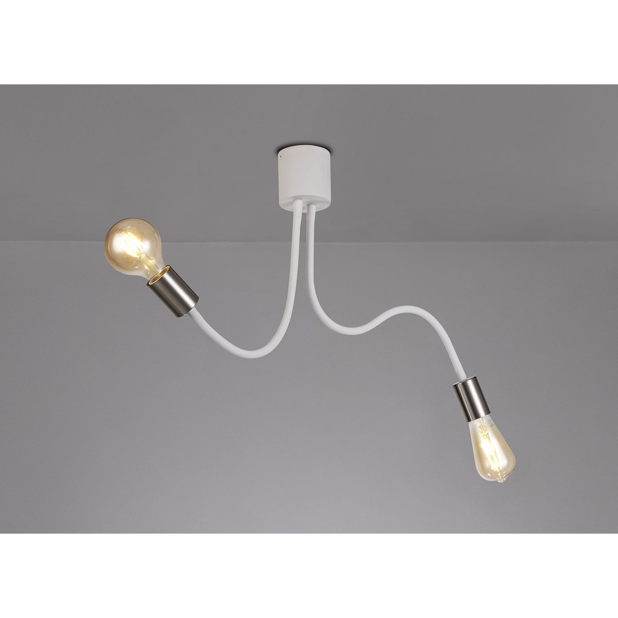 NL76519 Gino Flexible Ceiling 2 Light Satin White/Satin Nickel