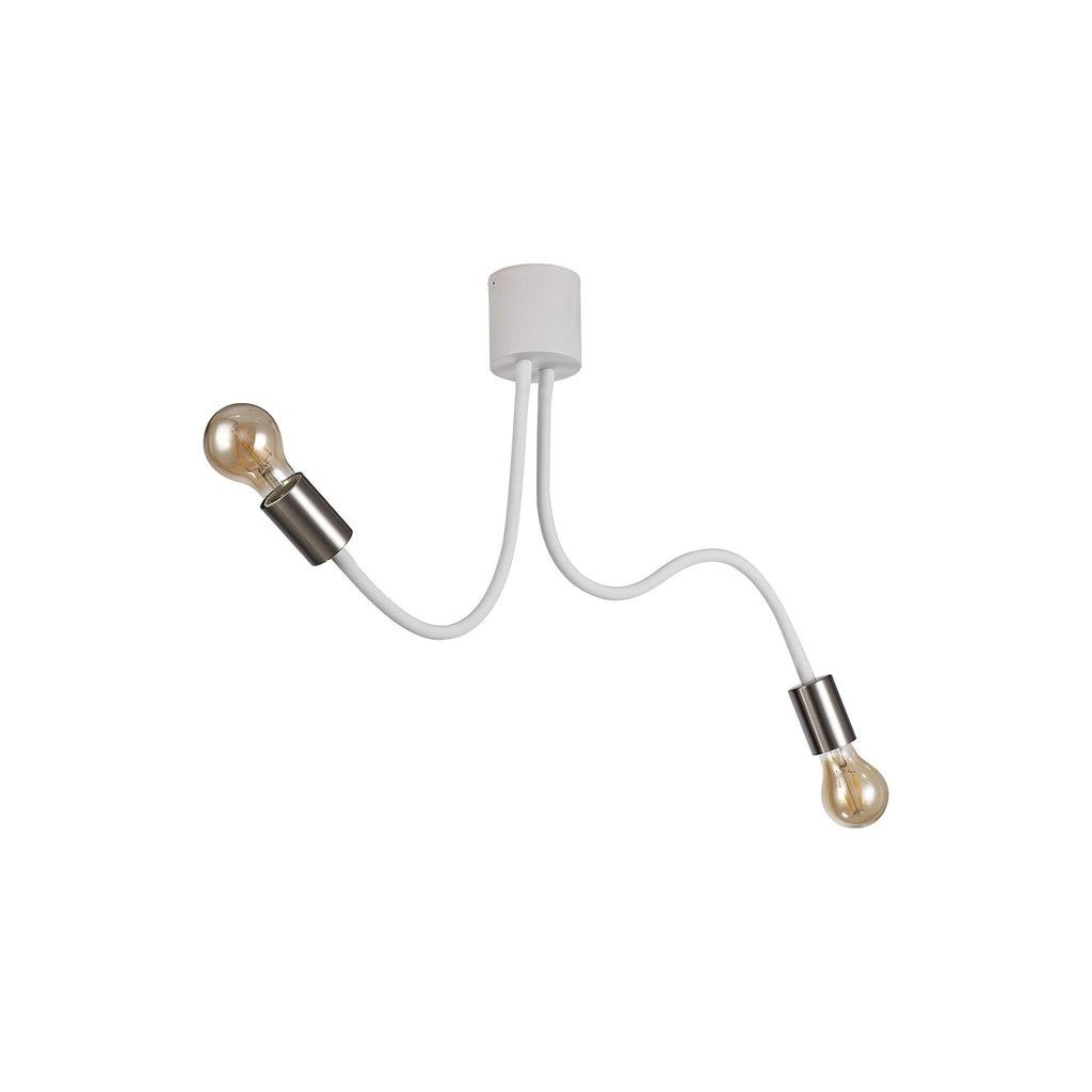 NL76519 Gino Flexible Ceiling 2 Light Satin White/Satin Nickel