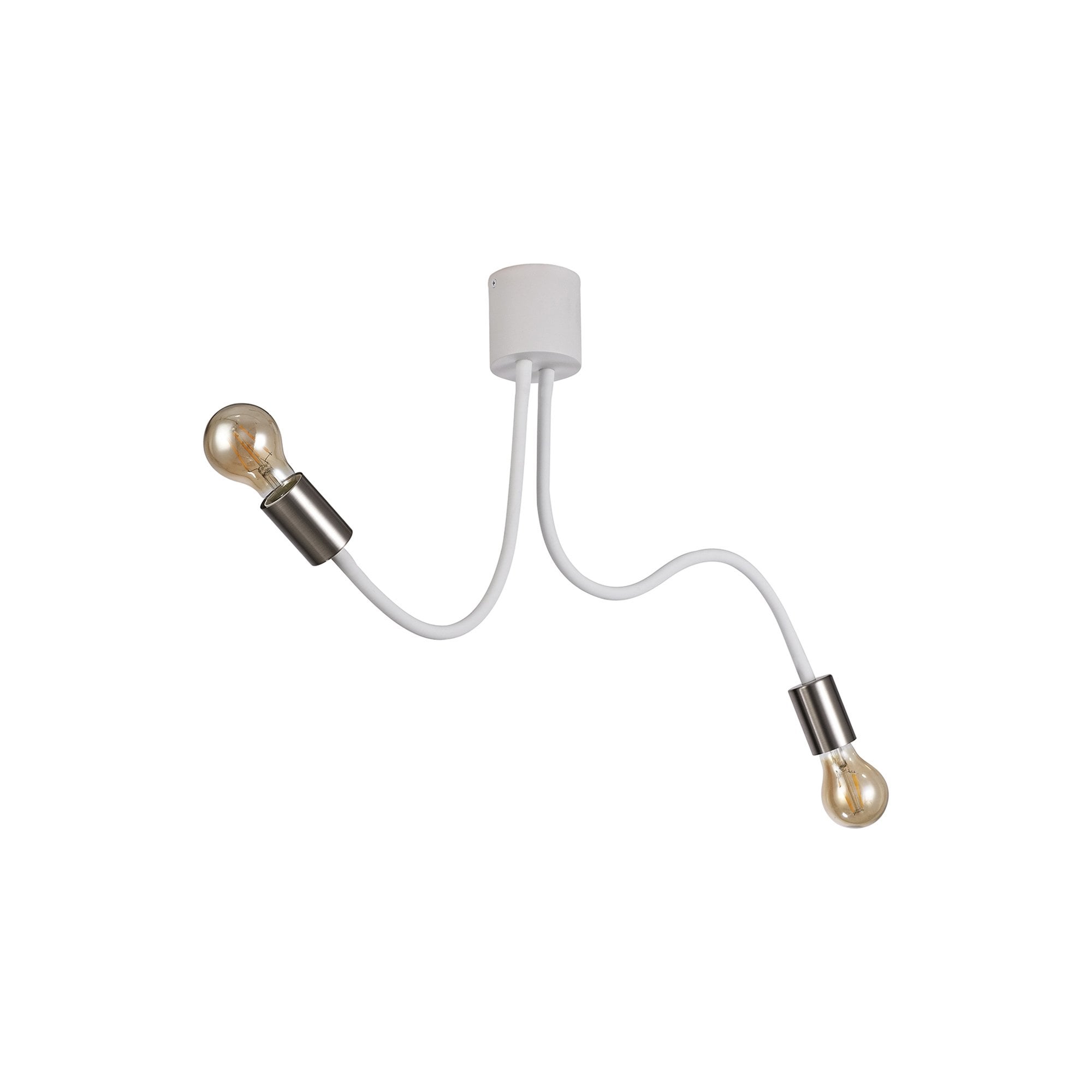 NL76519 Gino Flexible Ceiling 2 Light Satin White/Satin Nickel
