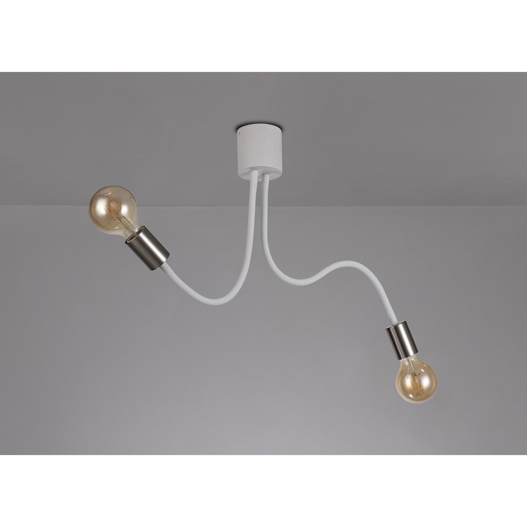 NL76519 Gino Flexible Ceiling 2 Light Satin White/Satin Nickel