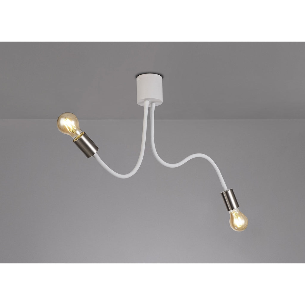 NL76519 Gino Flexible Ceiling 2 Light Satin White/Satin Nickel