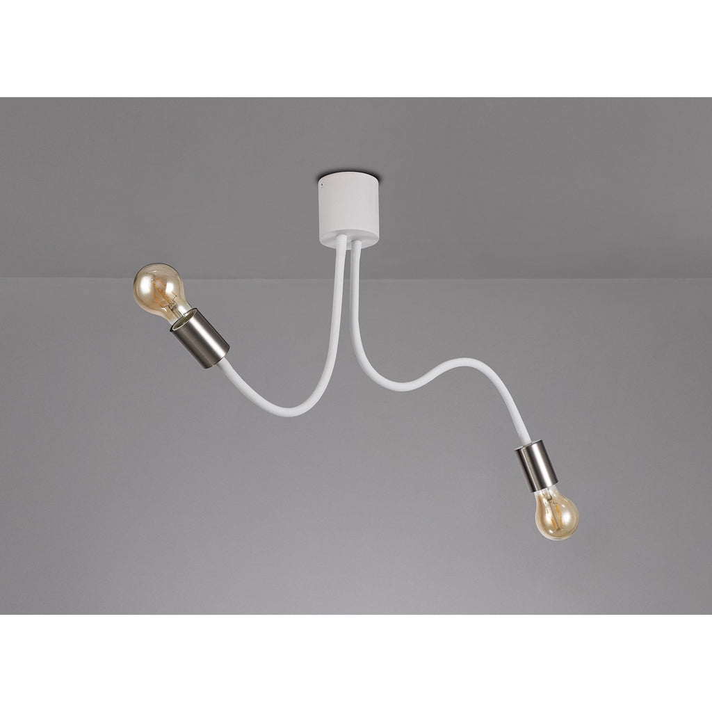 NL76519 Gino Flexible Ceiling 2 Light Satin White/Satin Nickel