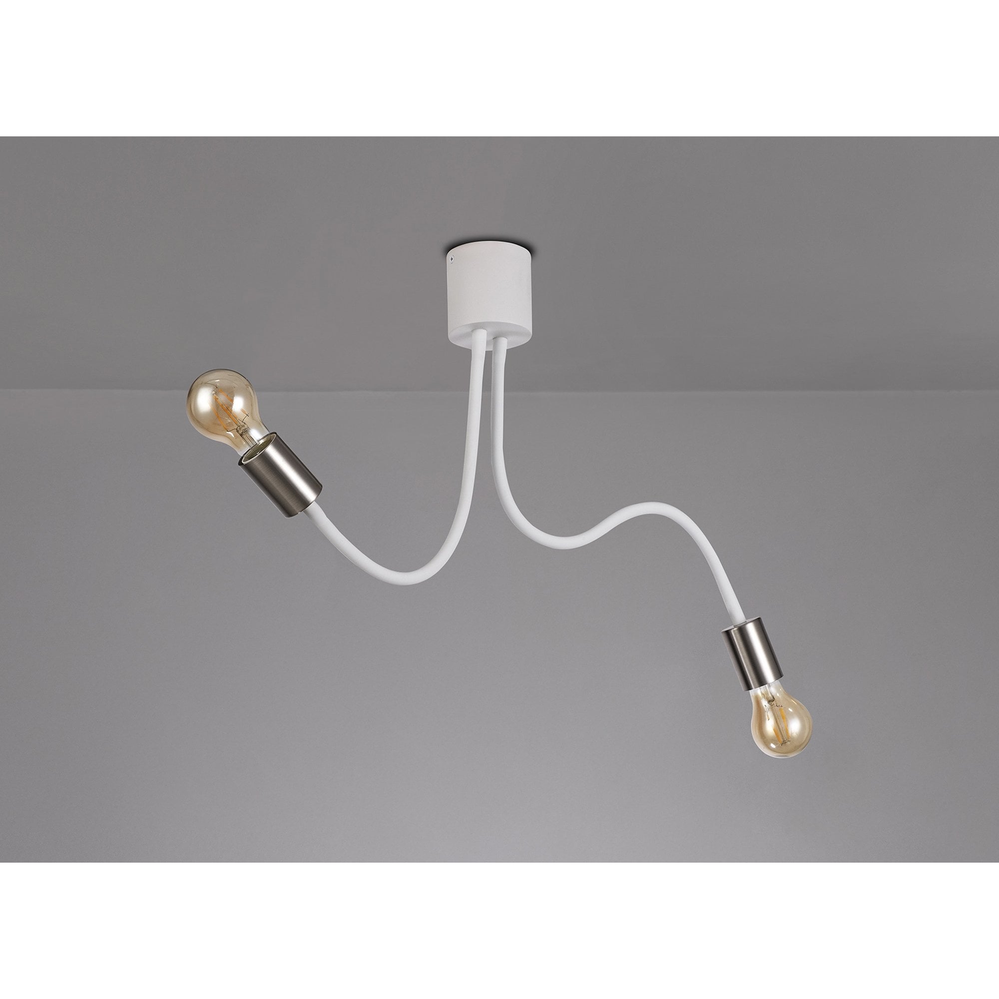 NL76519 Gino Flexible Ceiling 2 Light Satin White/Satin Nickel