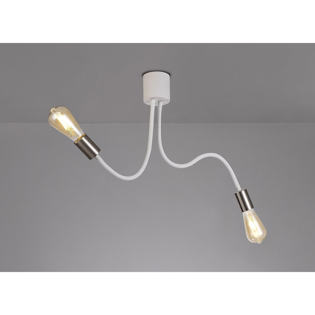 NL76519 Gino Flexible Ceiling 2 Light Satin White/Satin Nickel