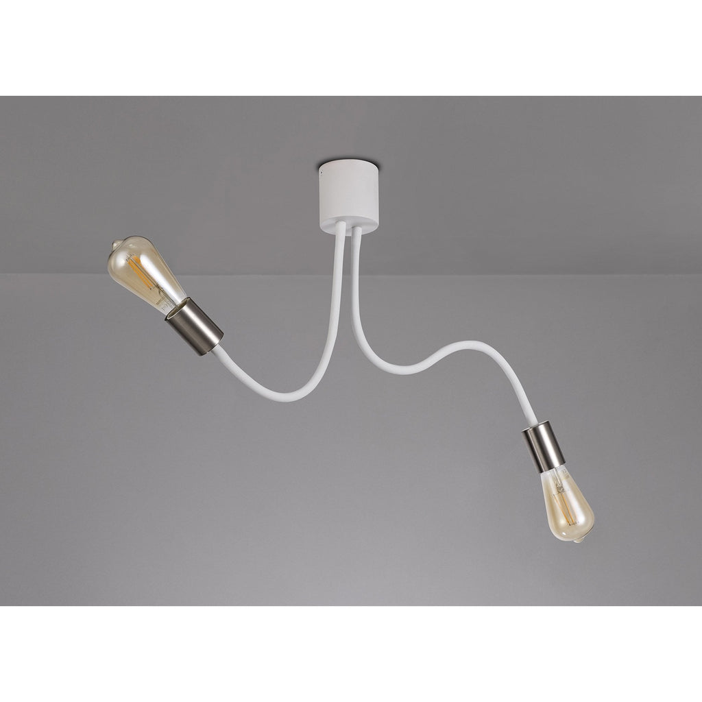 NL76519 Gino Flexible Ceiling 2 Light Satin White/Satin Nickel