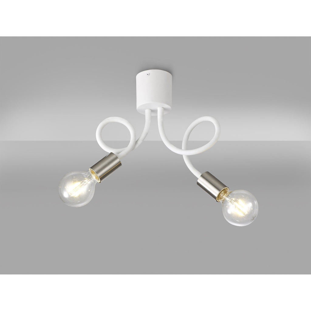 NL76519 Gino Flexible Ceiling 2 Light Satin White/Satin Nickel