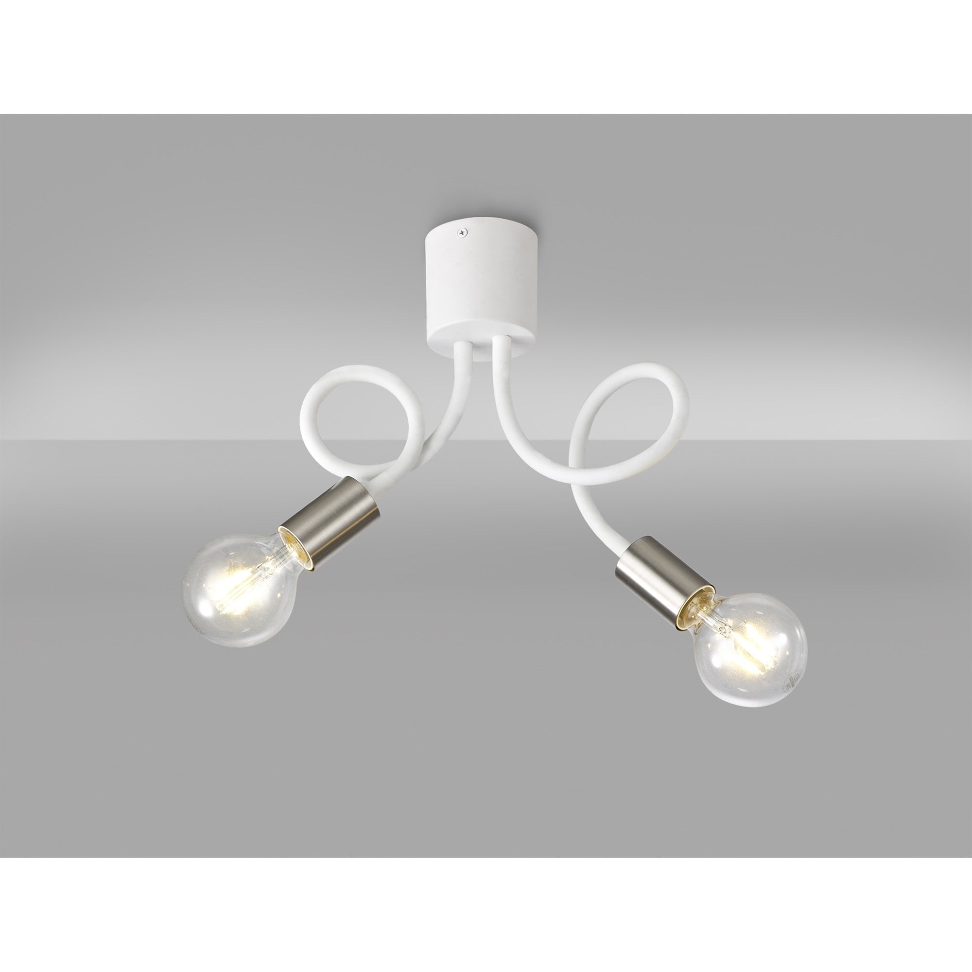 NL76519 Gino Flexible Ceiling 2 Light Satin White/Satin Nickel