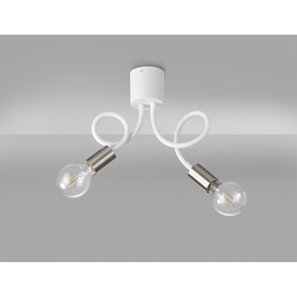 NL76519 Gino Flexible Ceiling 2 Light Satin White/Satin Nickel