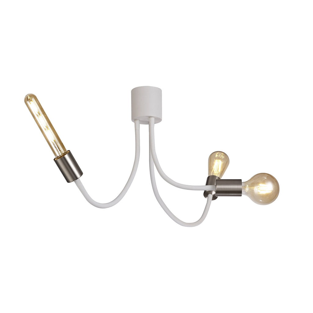 NL76529 Gino Flexible Ceiling 3 Light Satin White/Satin Nickel