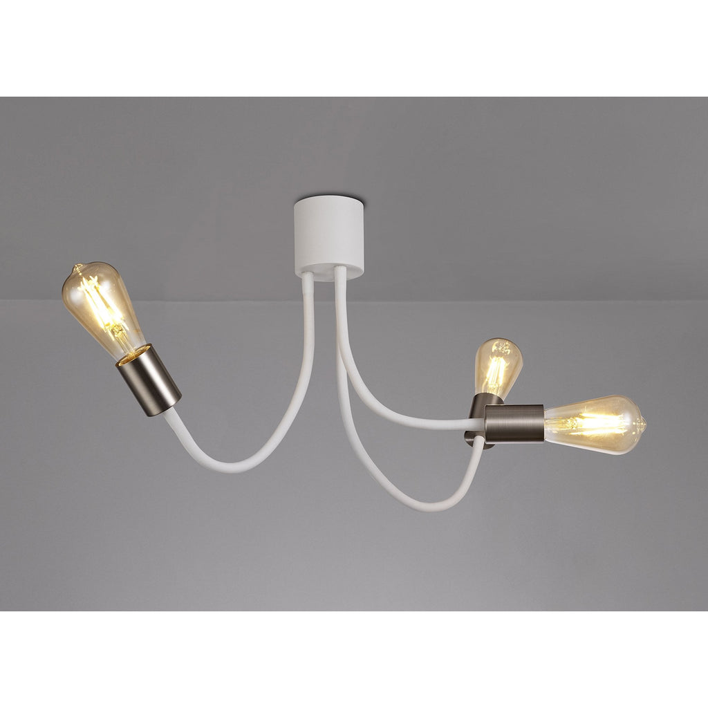 NL76529 Gino Flexible Ceiling 3 Light Satin White/Satin Nickel