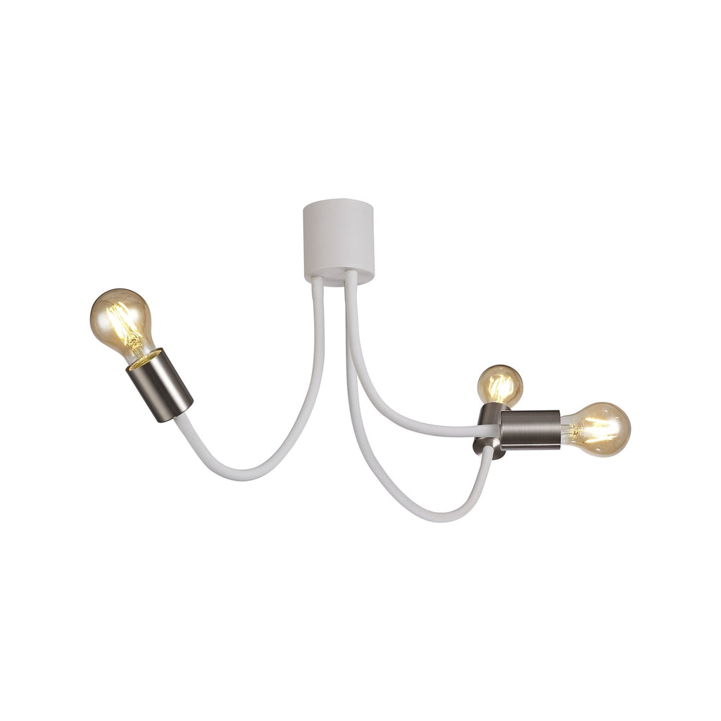 NL76529 Gino Flexible Ceiling 3 Light Satin White/Satin Nickel