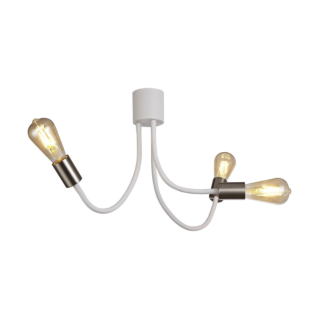 NL76529 Gino Flexible Ceiling 3 Light Satin White/Satin Nickel