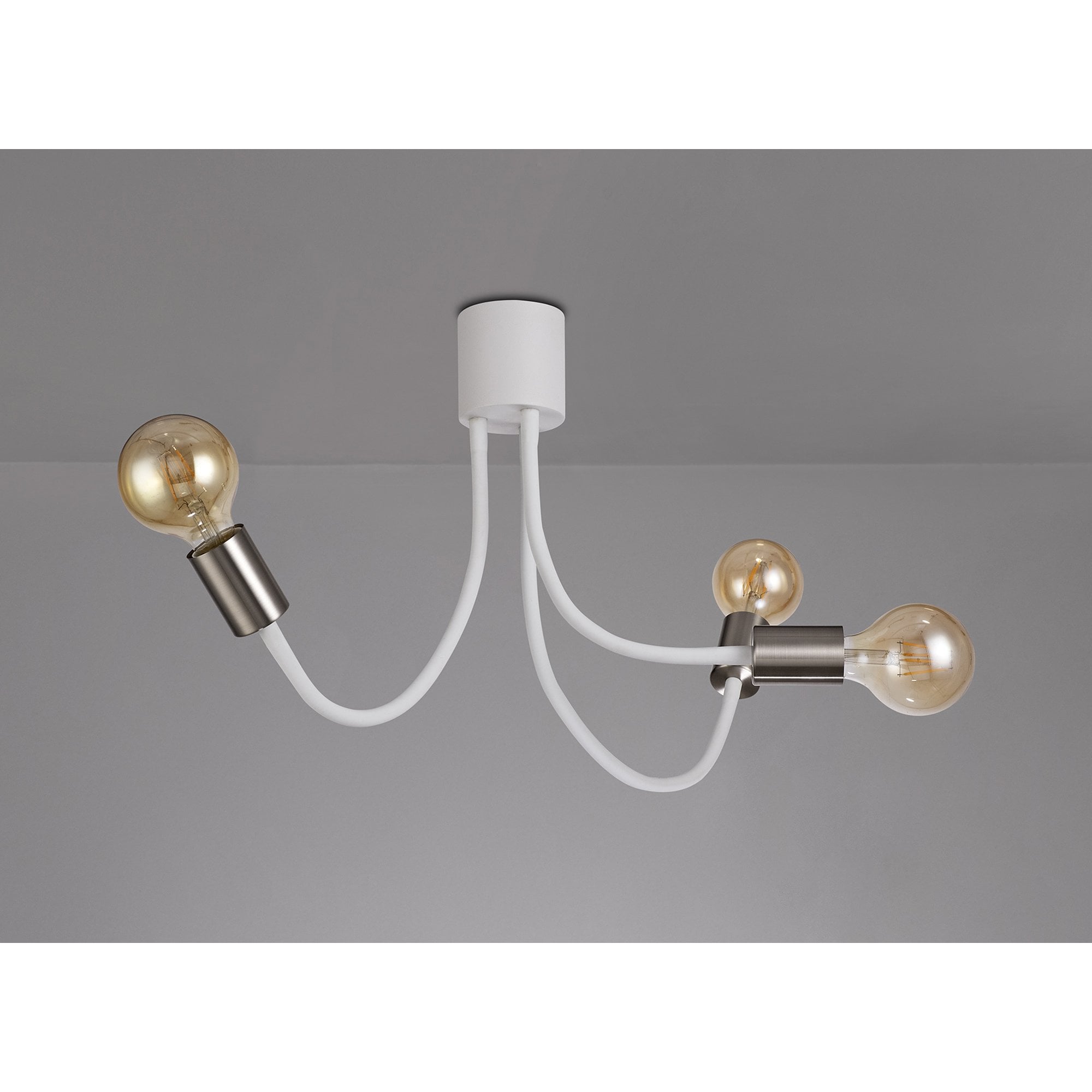 NL76529 Gino Flexible Ceiling 3 Light Satin White/Satin Nickel