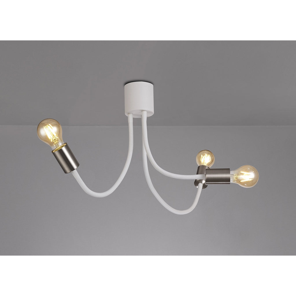 NL76529 Gino Flexible Ceiling 3 Light Satin White/Satin Nickel