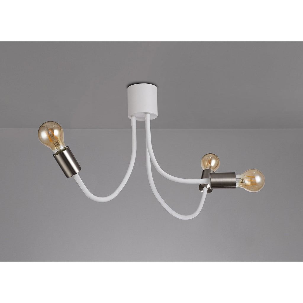 NL76529 Gino Flexible Ceiling 3 Light Satin White/Satin Nickel