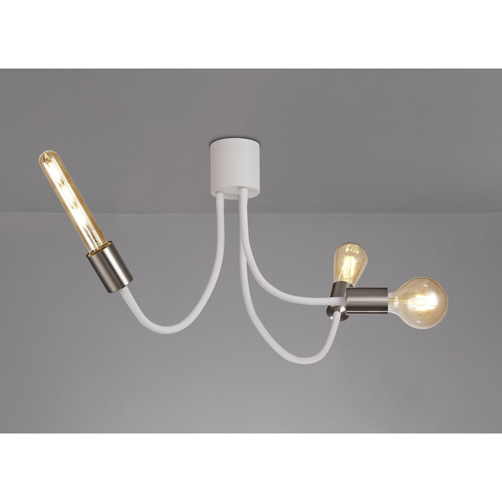 NL76529 Gino Flexible Ceiling 3 Light Satin White/Satin Nickel