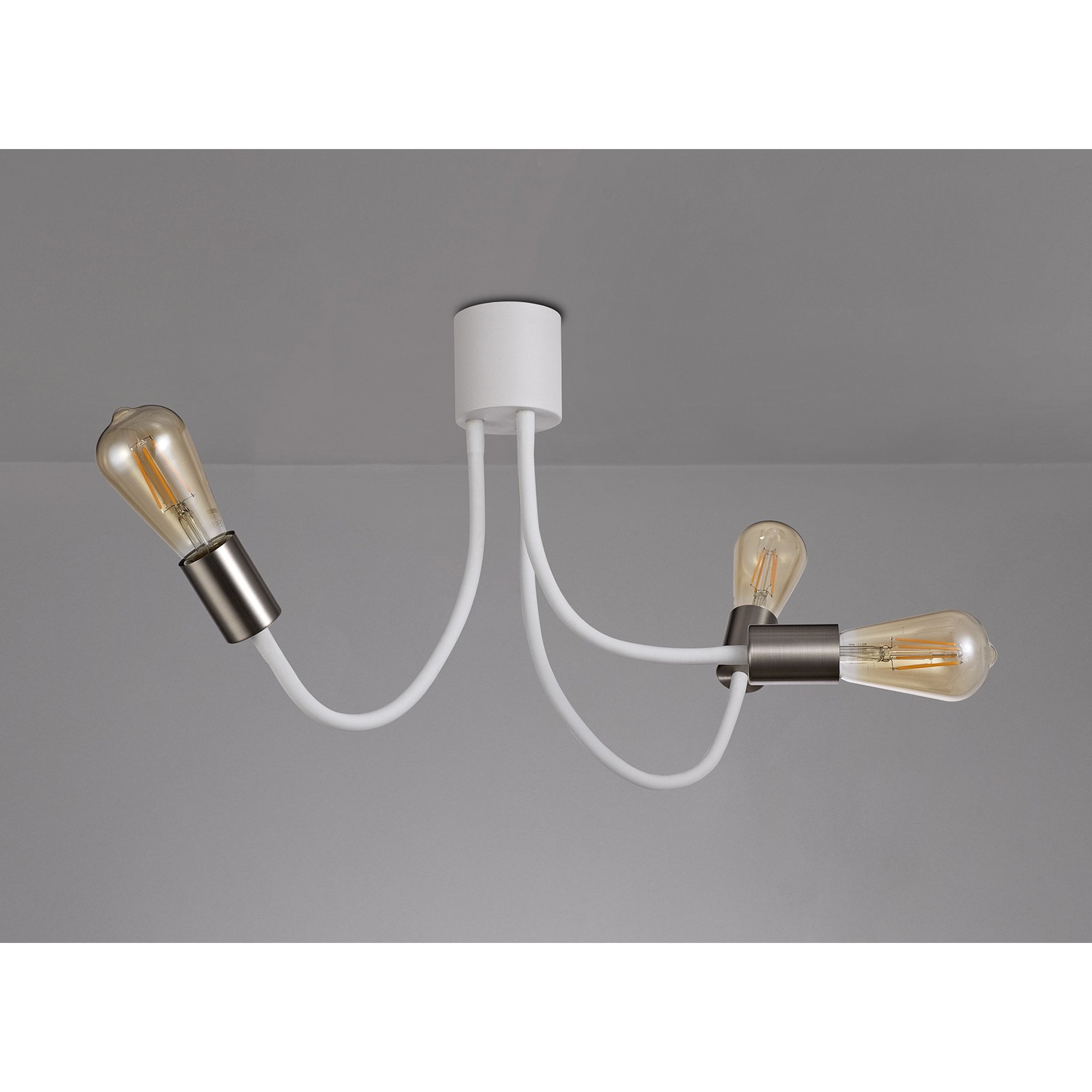 NL76529 Gino Flexible Ceiling 3 Light Satin White/Satin Nickel
