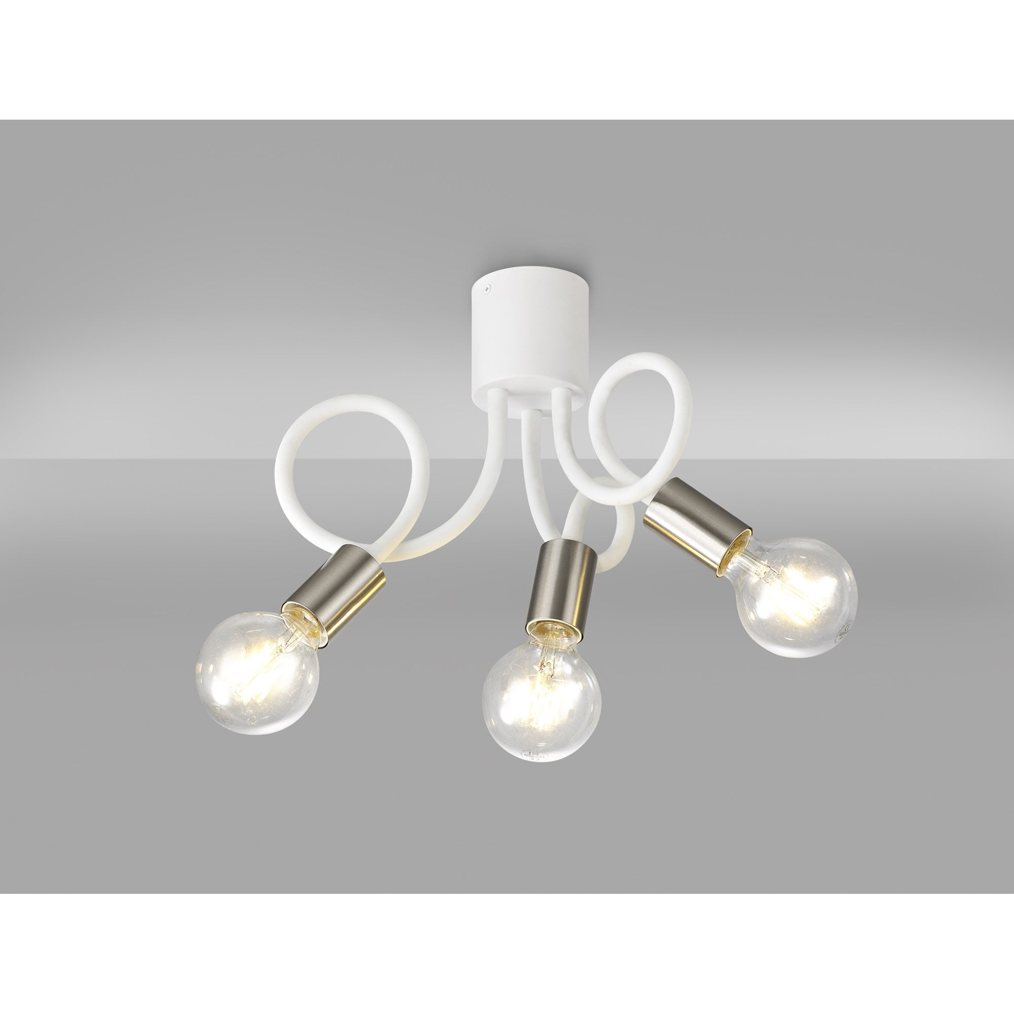 NL76529 Gino Flexible Ceiling 3 Light Satin White/Satin Nickel