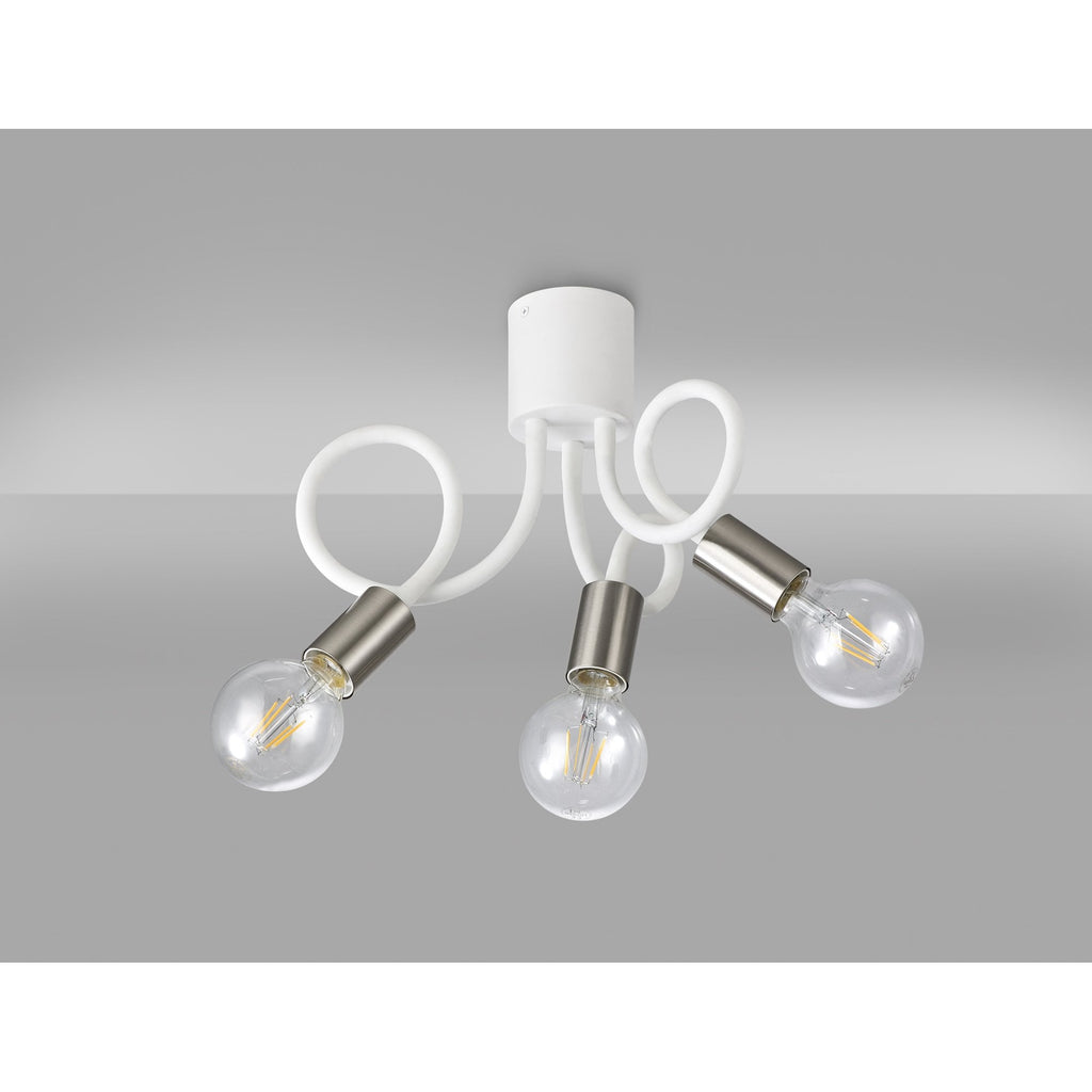 NL76529 Gino Flexible Ceiling 3 Light Satin White/Satin Nickel