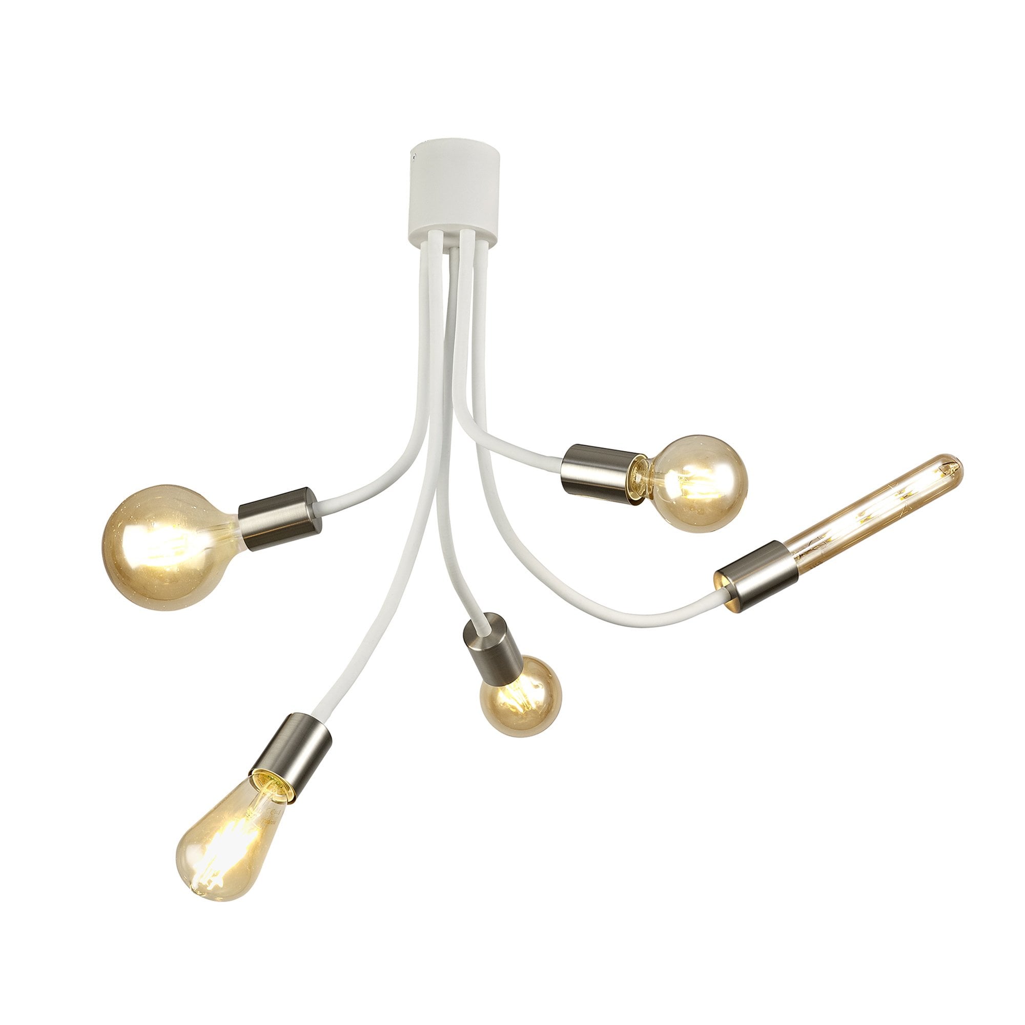 NL76539 Gino Flexible Ceiling 5 Light Satin White/Satin Nickel