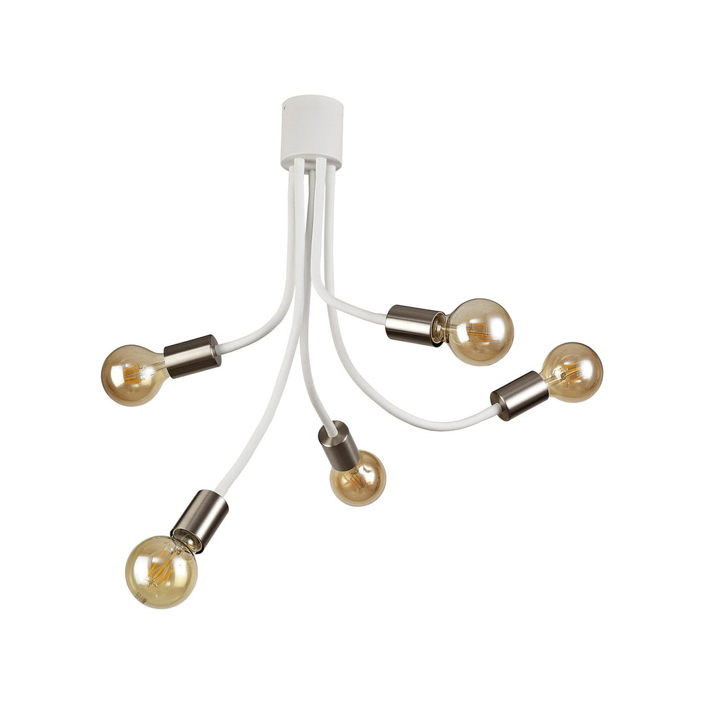 NL76539 Gino Flexible Ceiling 5 Light Satin White/Satin Nickel