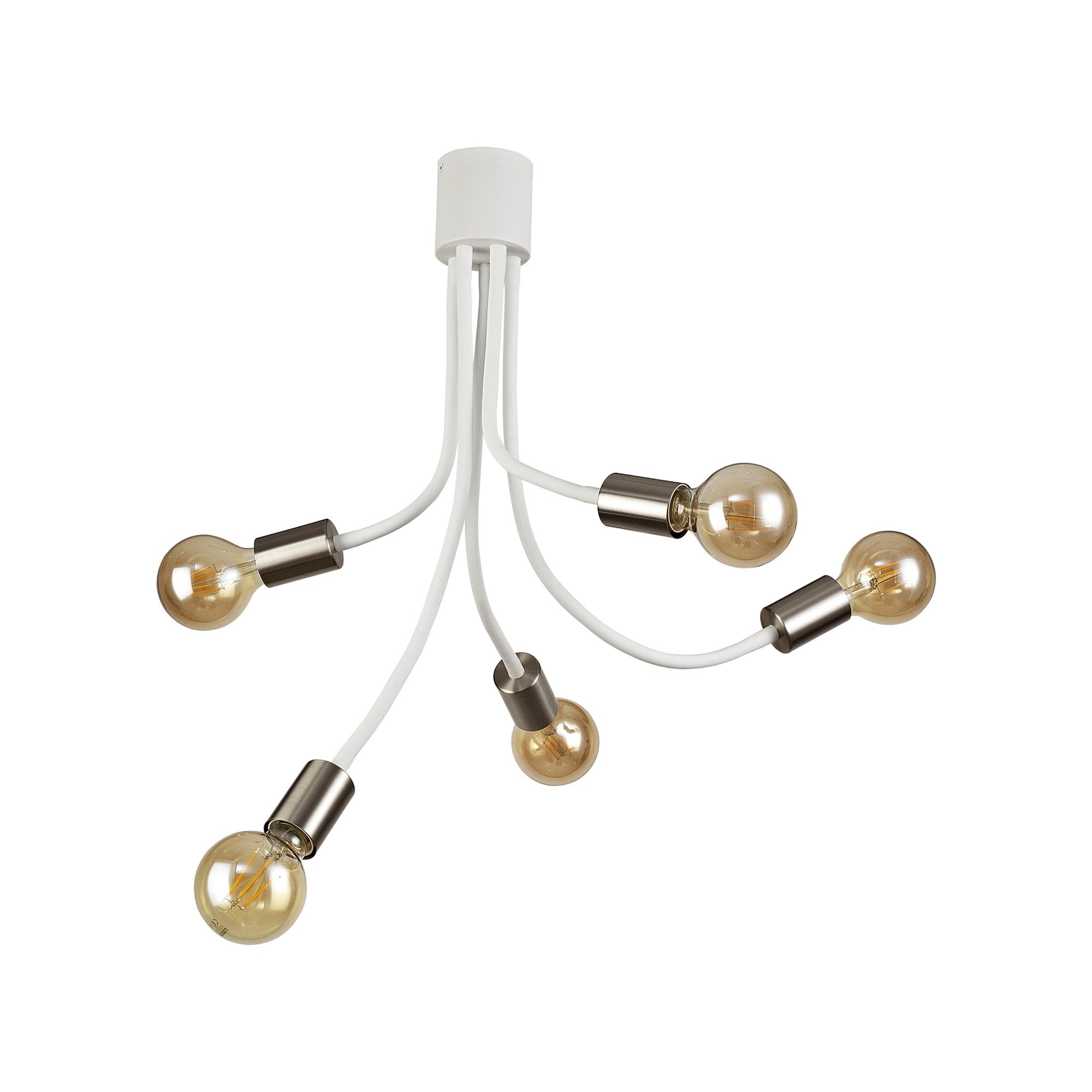 NL76539 Gino Flexible Ceiling 5 Light Satin White/Satin Nickel