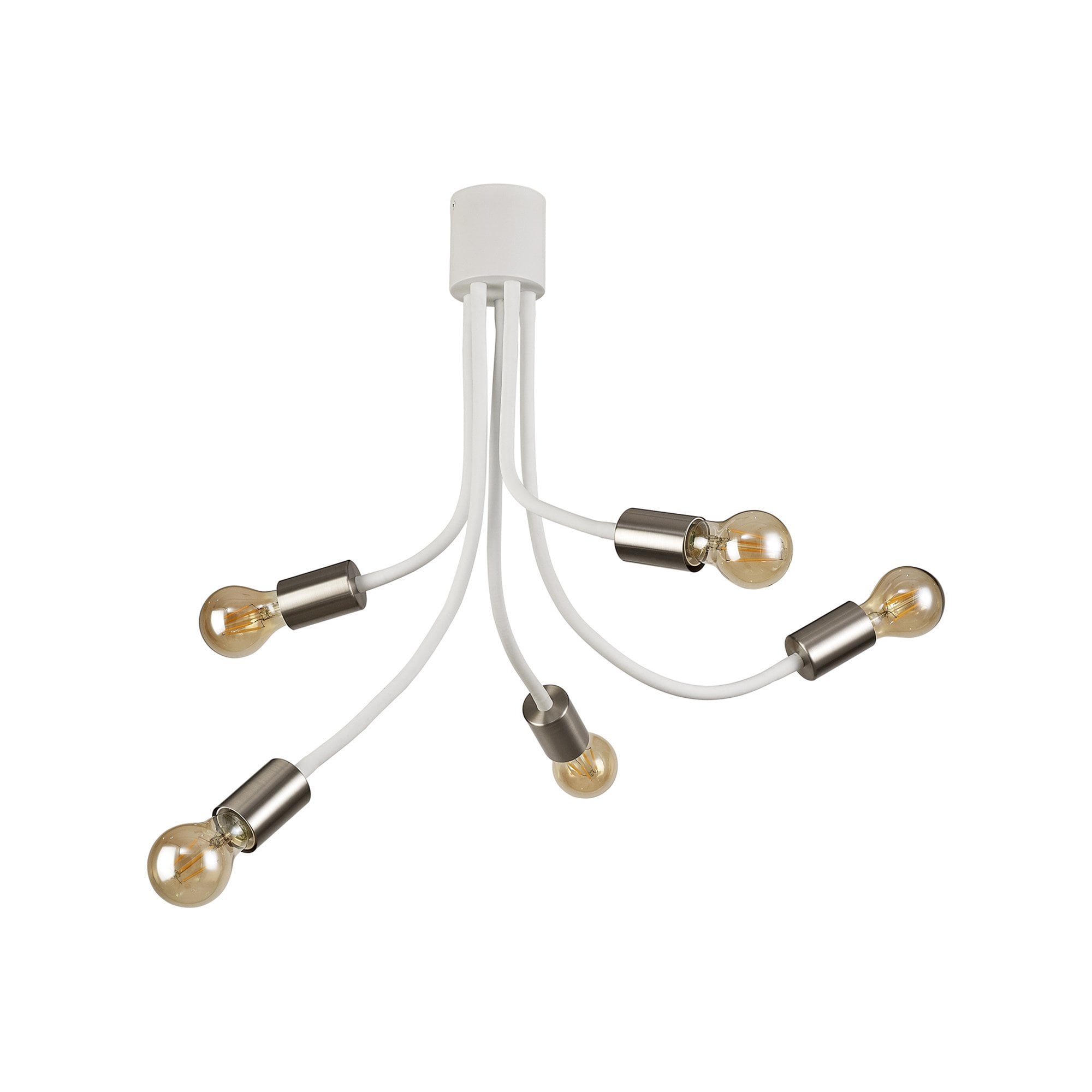NL76539 Gino Flexible Ceiling 5 Light Satin White/Satin Nickel