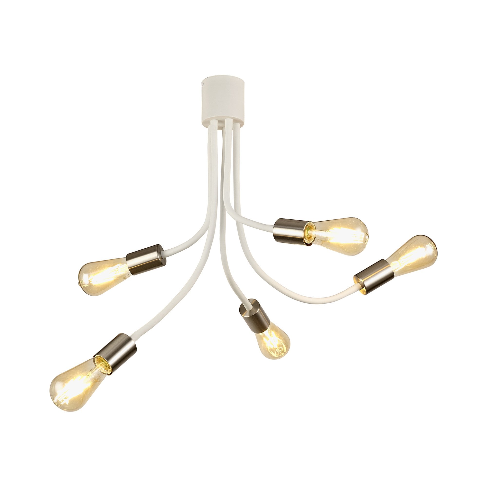 NL76539 Gino Flexible Ceiling 5 Light Satin White/Satin Nickel