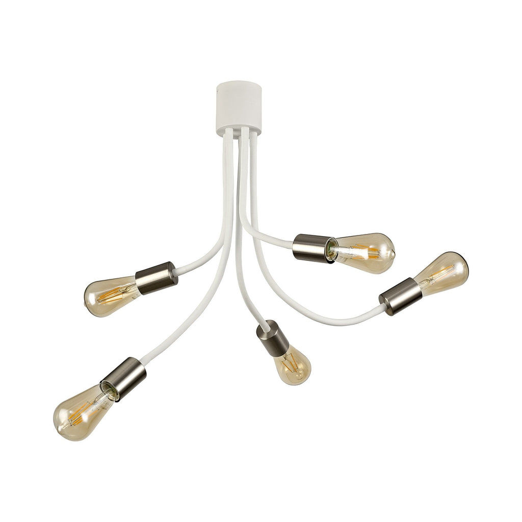 NL76539 Gino Flexible Ceiling 5 Light Satin White/Satin Nickel
