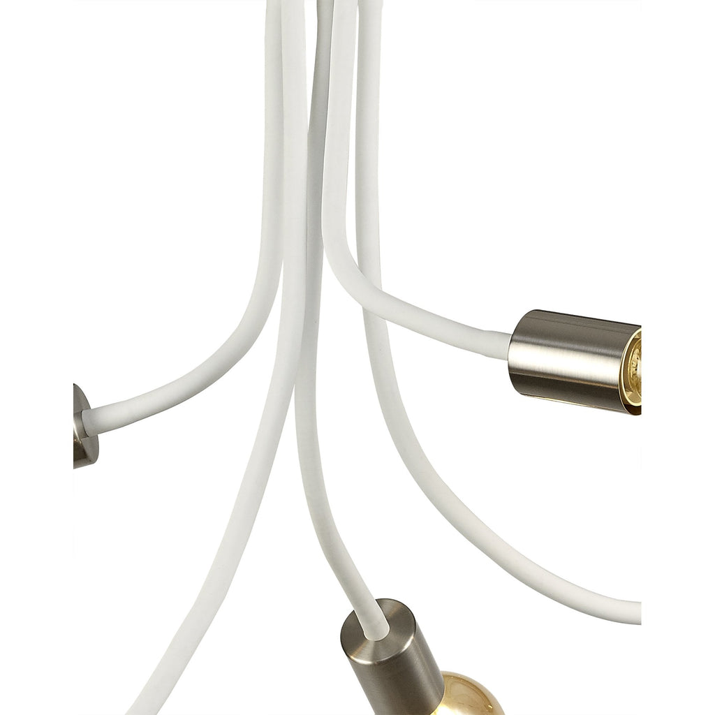 NL76539 Gino Flexible Ceiling 5 Light Satin White/Satin Nickel