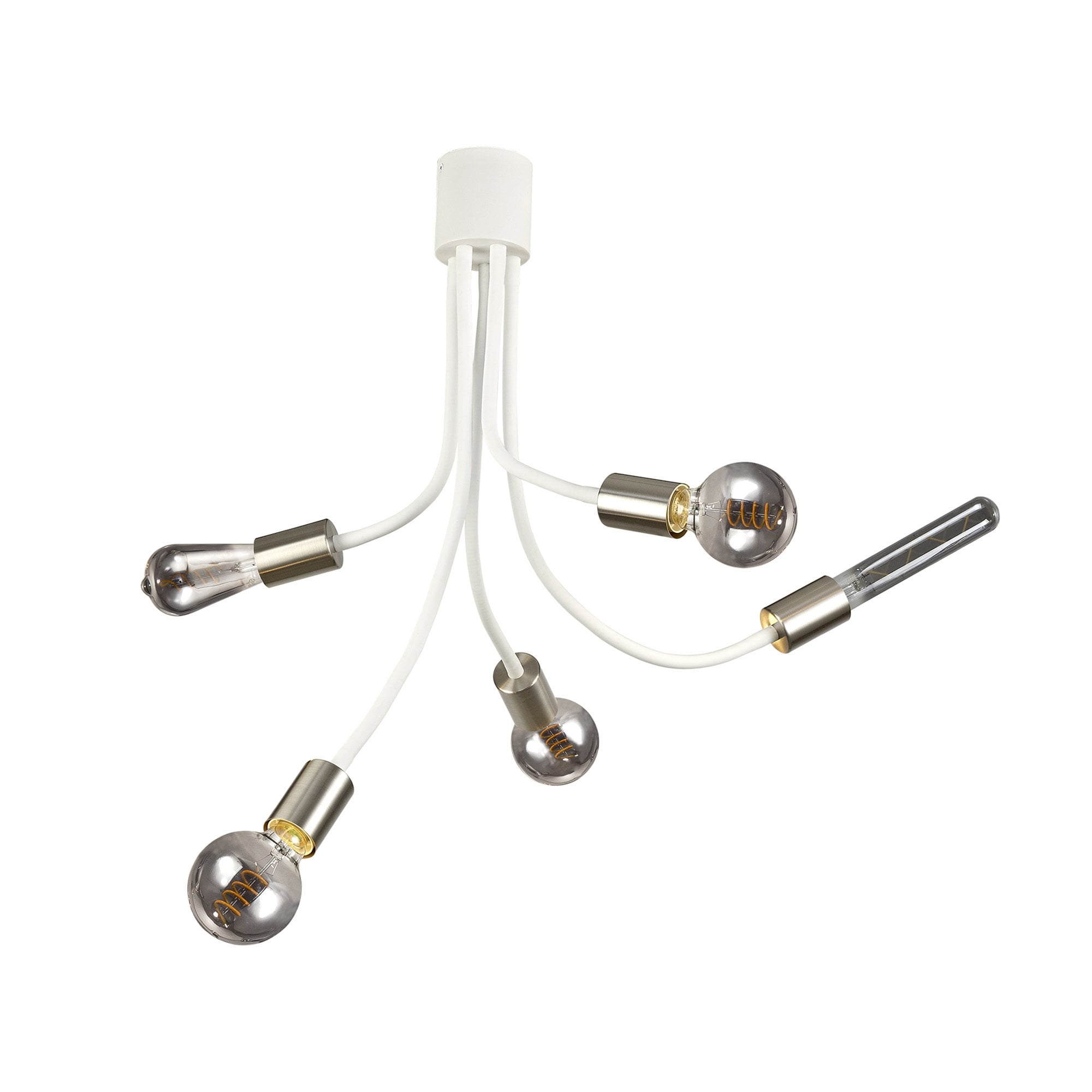 NL76539 Gino Flexible Ceiling 5 Light Satin White/Satin Nickel