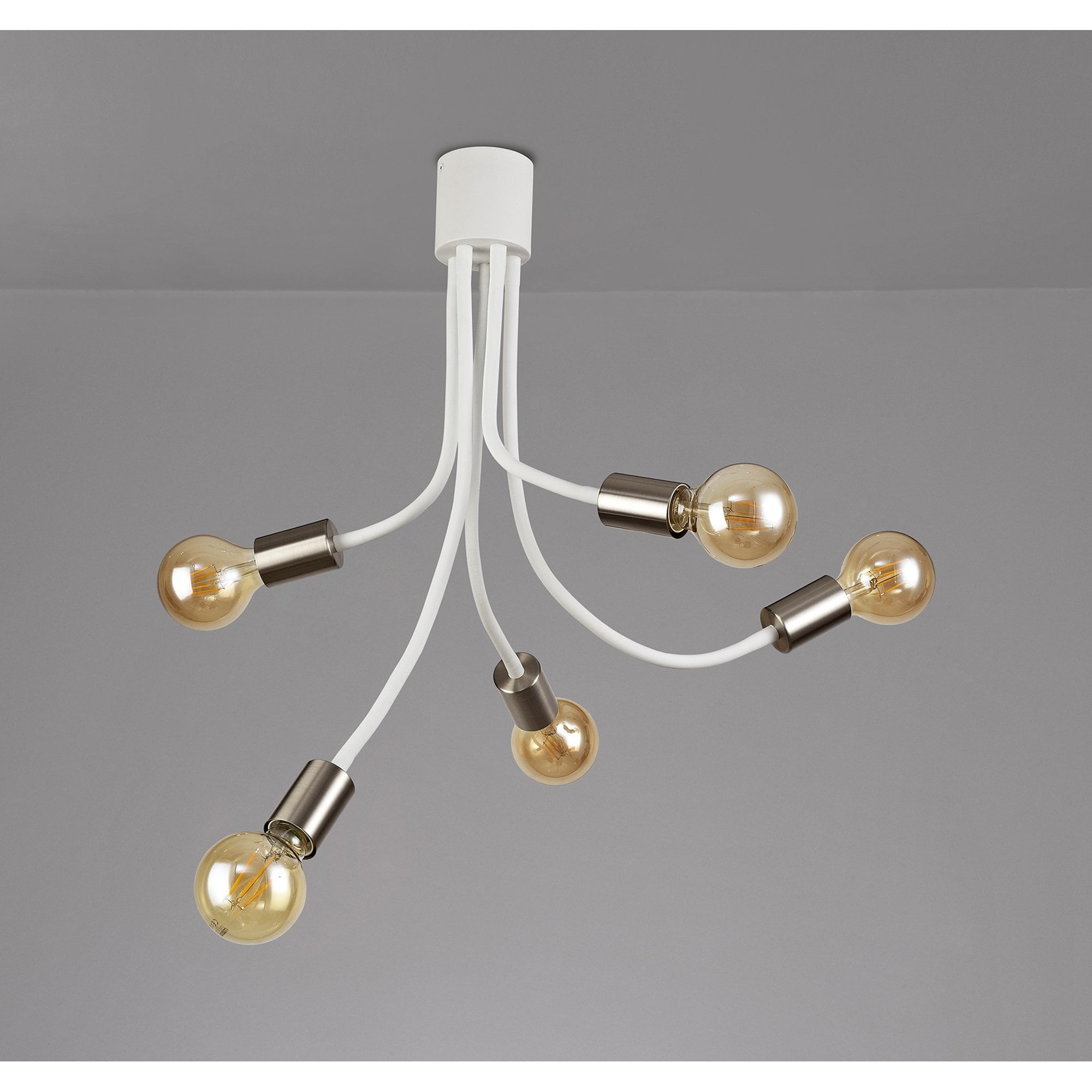 NL76539 Gino Flexible Ceiling 5 Light Satin White/Satin Nickel