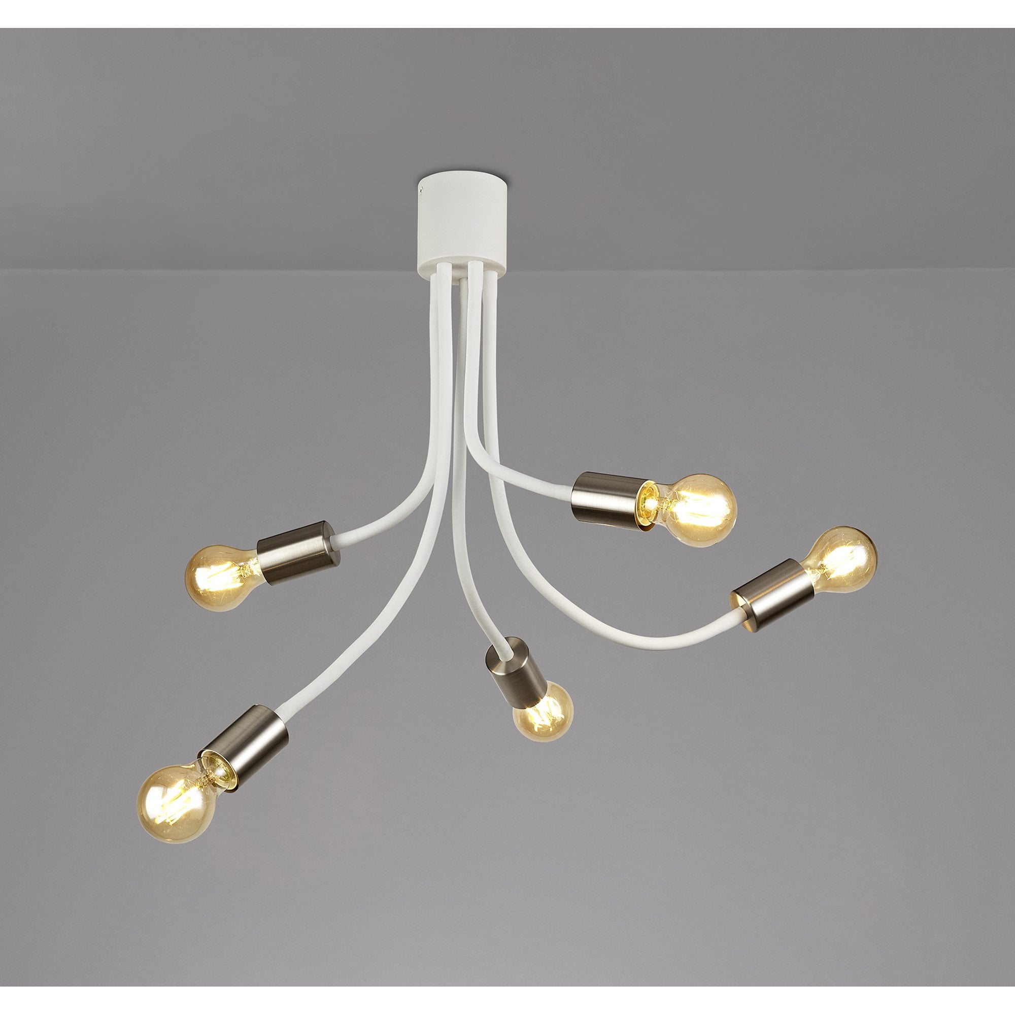 NL76539 Gino Flexible Ceiling 5 Light Satin White/Satin Nickel