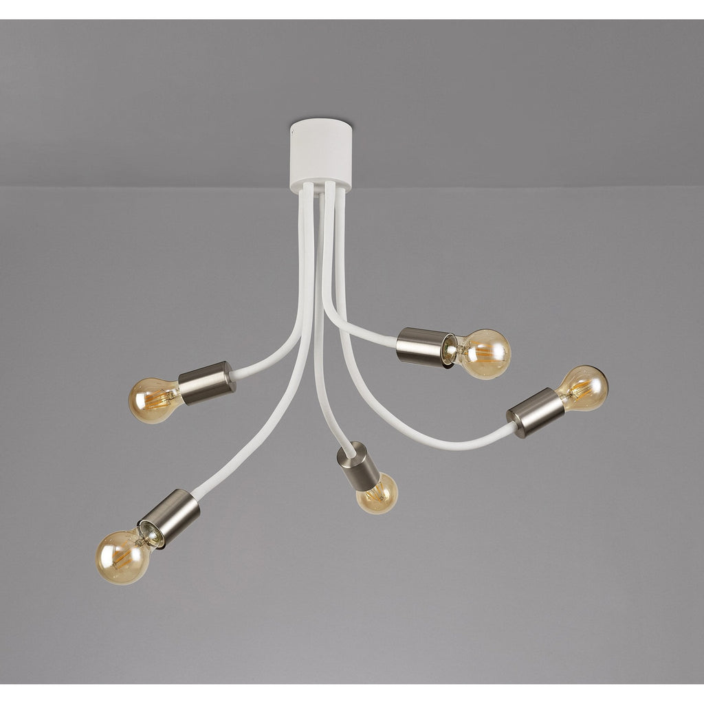 NL76539 Gino Flexible Ceiling 5 Light Satin White/Satin Nickel