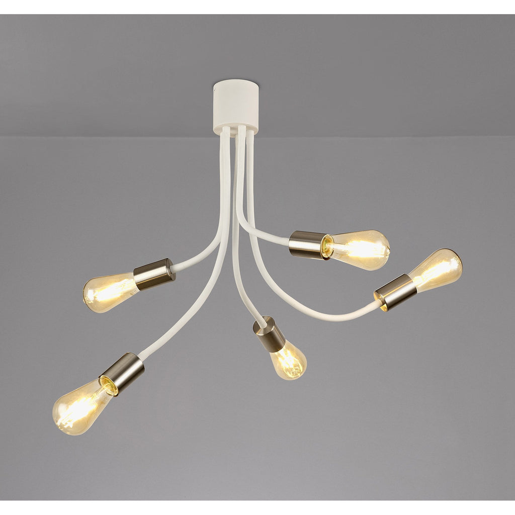 NL76539 Gino Flexible Ceiling 5 Light Satin White/Satin Nickel
