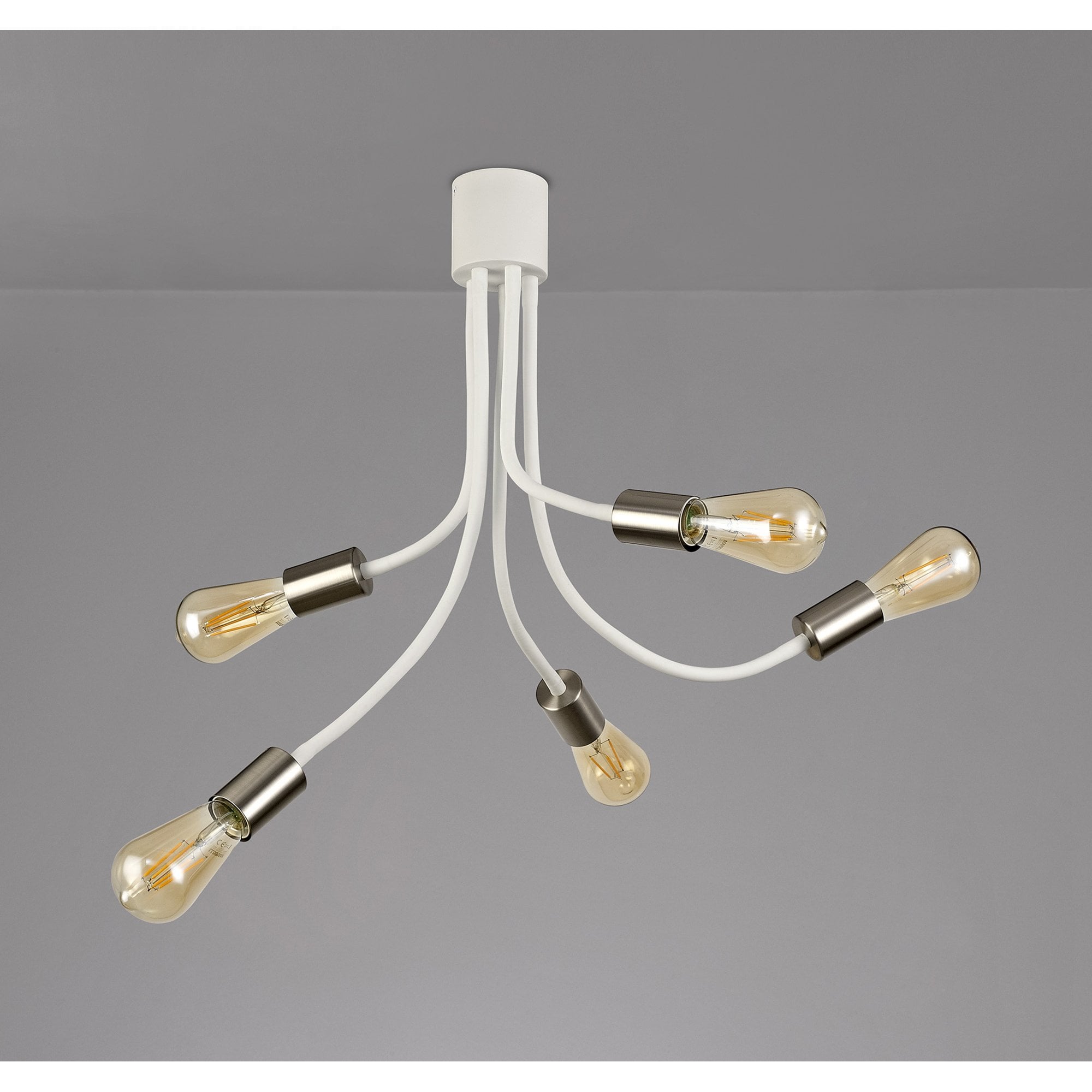 NL76539 Gino Flexible Ceiling 5 Light Satin White/Satin Nickel